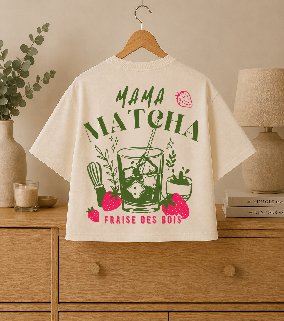 T-shirt court col rond MAMA MATCHA