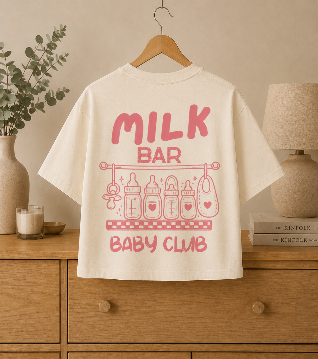 T-shirt court col rond MILK BAR