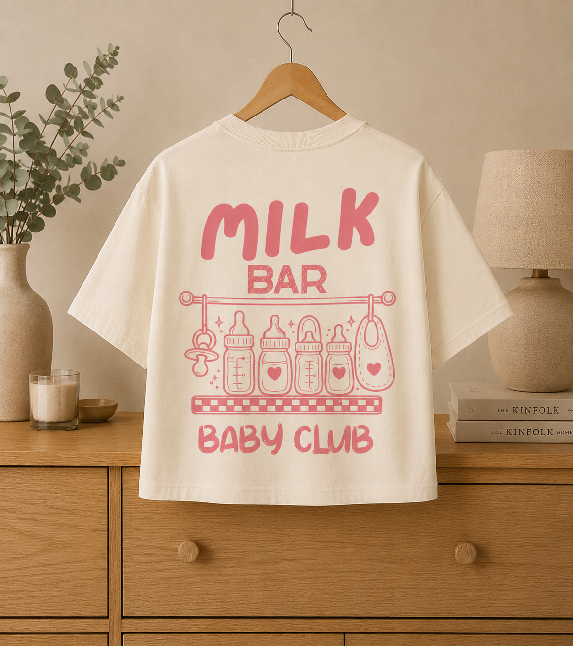 T-shirt court col rond MILK BAR